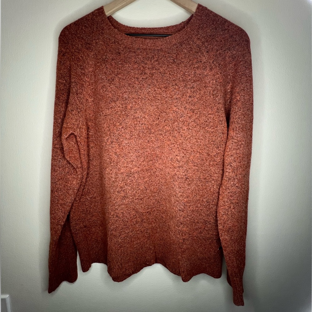 Volcom Womens Rust Orange Marl Knit Crewneck Raglan Pullover Sweater Size Medium